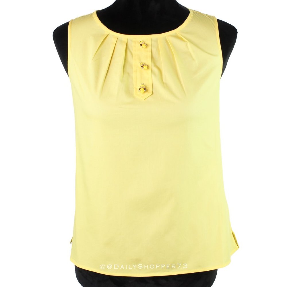 Talbots Women's Sleeveless Pleated Bumblebee Button Top